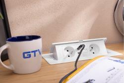 MULTISOFT Møbelstik 2x Stik med Jord, USB A+C, RJ45, Strømkabel med Stik, Hvid