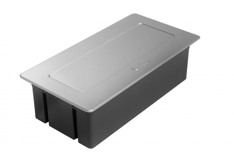 MULTISOFT Møbelstikdåse 2x Stik med Jord, USB A+C, RJ45, Strømkabel med Stik, Aluminium