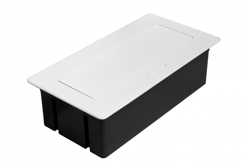 MULTISOFT møbelstikdåse 2x stik med jord, USB A+C, RJ45, HDMI, strømkabel med stik, hvid