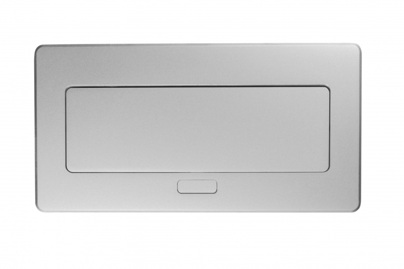 MULTISOFT møbelstik 2x stik med jordforbindelse, USB A+C, RJ45, HDMI, strømkabel med stik, aluminium