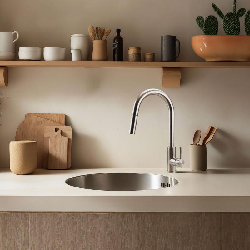 Pure.Sink Rondo Rustfrit Stål Rund Vask til planmontering, undermontering og overmontering 38 cm PRN38-02