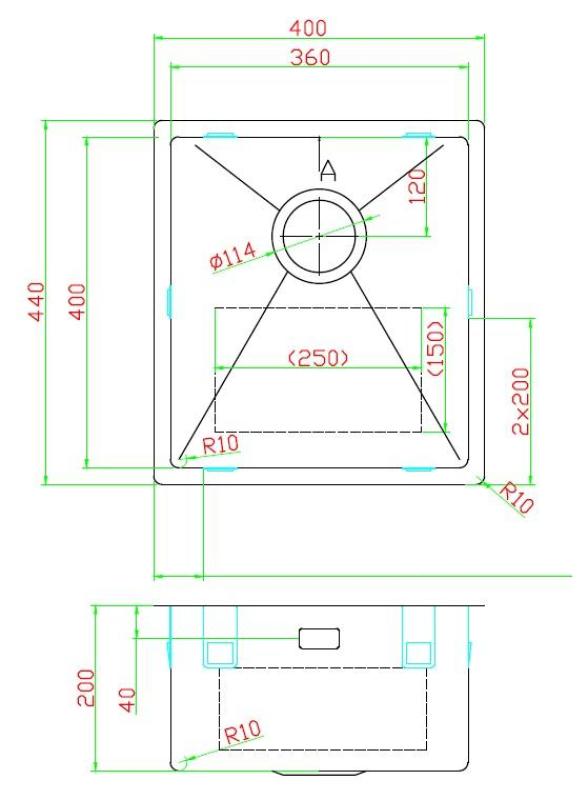 Pure.Sink Luxion Rustfrit stålvask 36x40 cm undermontering, planmontering og overflademontering  PLX3640-02