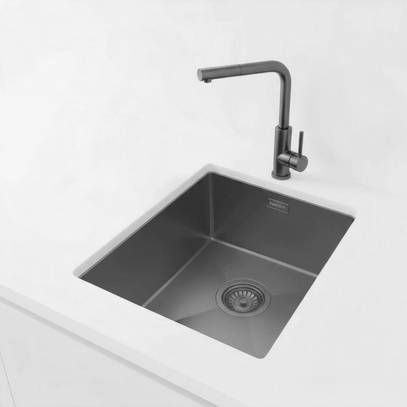 Pure.Sink Luxion Vask i gun metal, 36 x 40 cm, til undermontering, planmontering og påmontering PLX3640-61