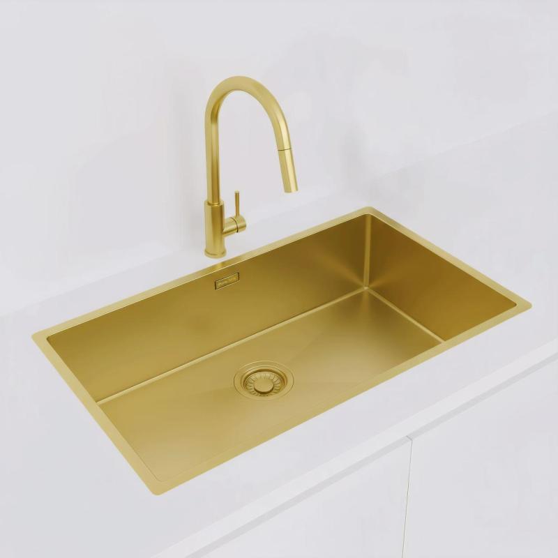 Pure.Sink Luxion Stor guldvask 74x40 cm undermontering, planmontering og påbygning PLX7440-60