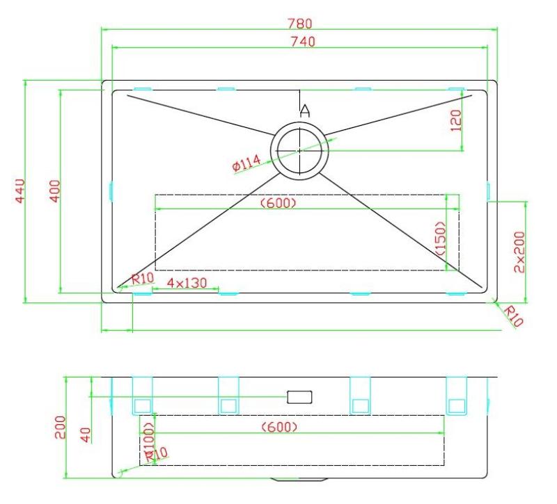 Pure.Sink Luxion Stor kobbervask 74x40 cm undermontering, planmontering og påbygning PLX7440-62