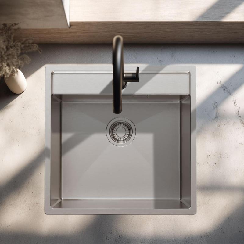 Pure.Sink Luxion Rustfri vask 51x50 cm Tapwing med hul til vandhane PLX5150T-02
