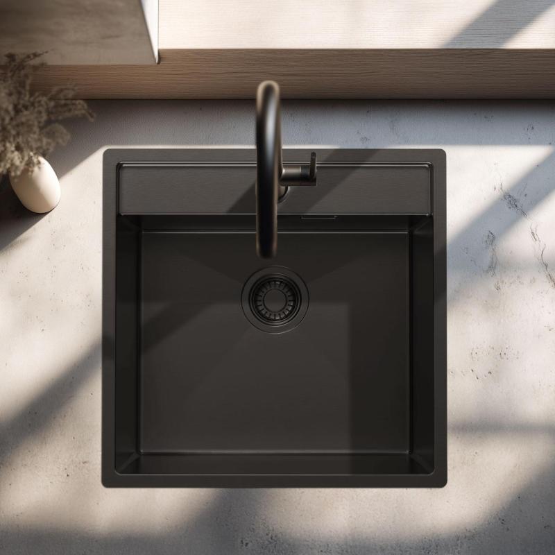 Pure.Sink Luxion PVD Sort vask 51x50 cm Tapwing med hul til vandhane PLX5150T-63