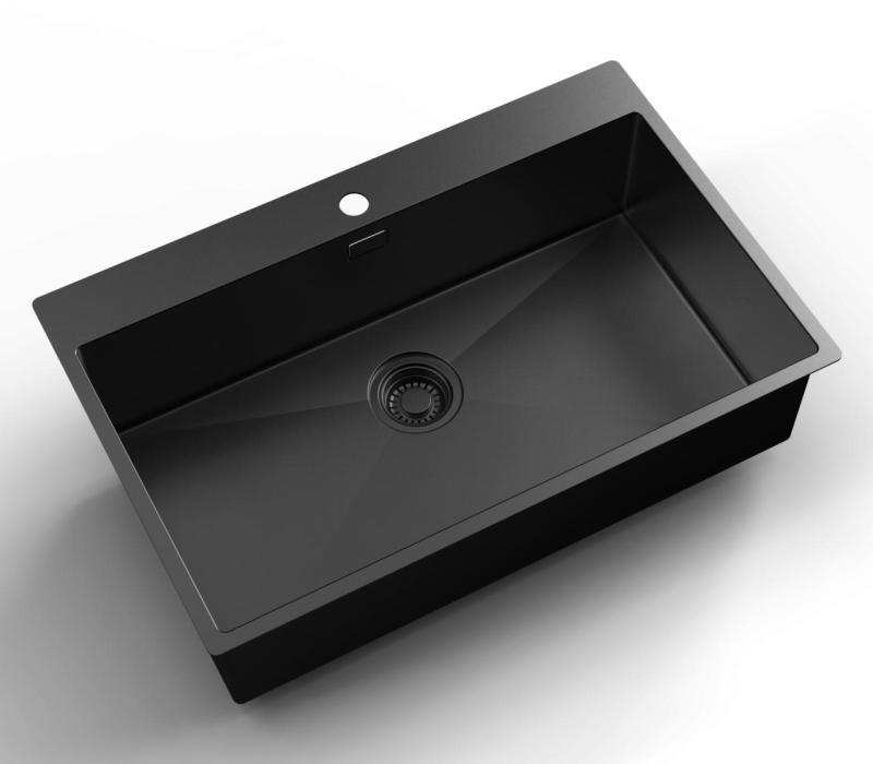 Pure.Sink Luxion PVD Stor sort vask 78x50 cm Tapwing med hul til vandhane PLX7850T-63