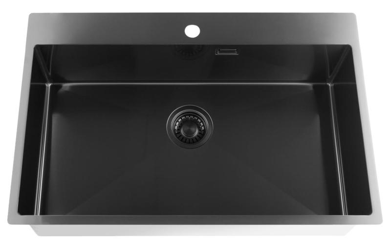 Pure.Sink Luxion PVD Stor sort vask 78x50 cm Tapwing med hul til vandhane PLX7850T-63