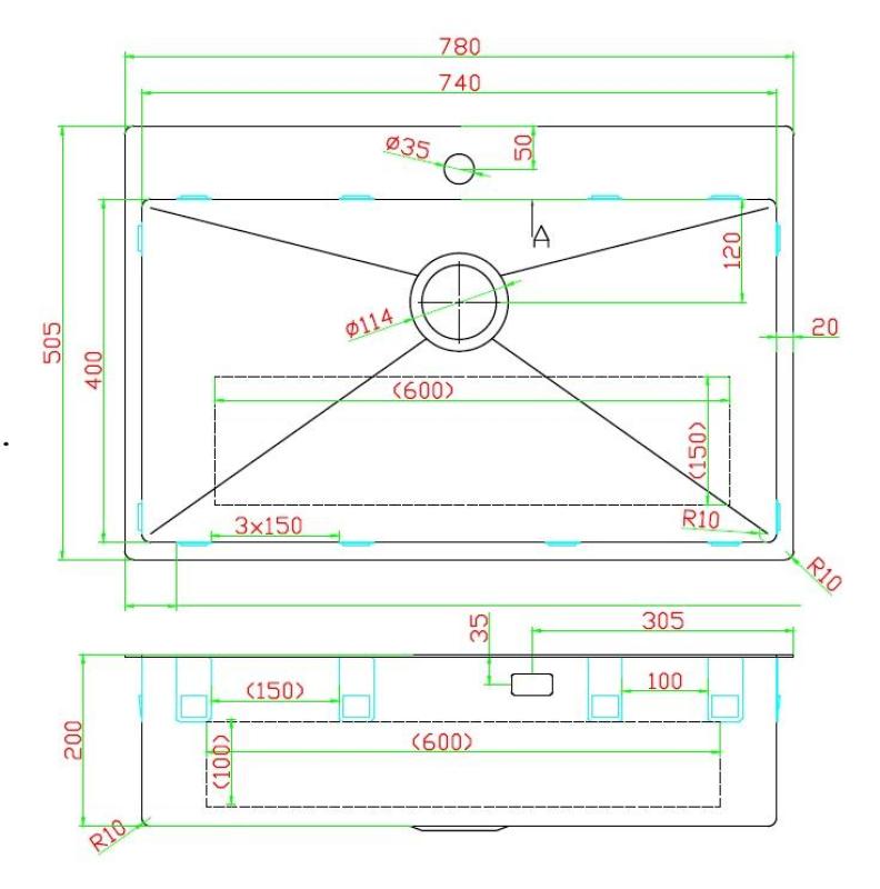 Pure.Sink Luxion Stor Gun metal vask 78x50 cm Tapwing med taphul PLX7850T-61