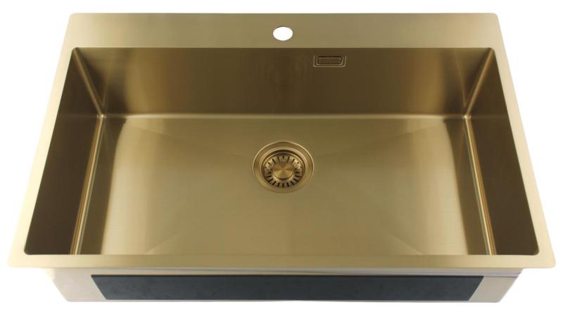 Pure.Sink Luxion Stor guldvask 78x50 cm Tapwing med hul til vandhane PLX7850T-60
