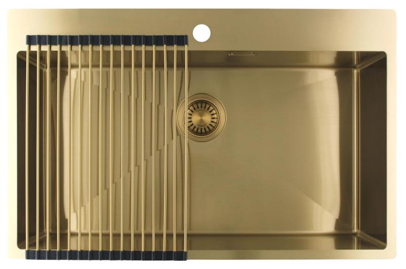 Pure.Sink Luxion Stor guldvask 78x50 cm Tapwing med hul til vandhane PLX7850T-60