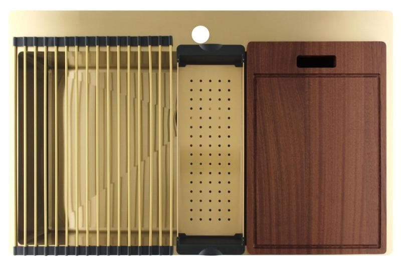 Pure.Sink Luxion Stor guldvask 78x50 cm Tapwing med hul til vandhane PLX7850T-60