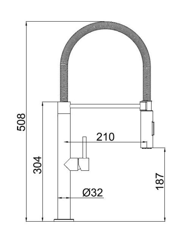Pure.Sink Luxion Mat Sort køkkenarmatur profi med fleksibel udløb og 2 stråleformer PLXFLEX-10