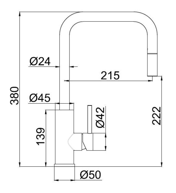 Pure.Sink Luxion Mat Sort køkkenarmatur, firkantet med udtrækkelig tud PLXSQUA-10