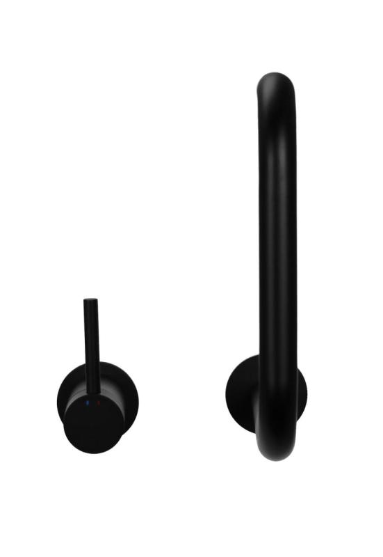 Pure.Sink Luxion 2-huls mat sort køkkenarmatur med rund udløb PLX2HR-10