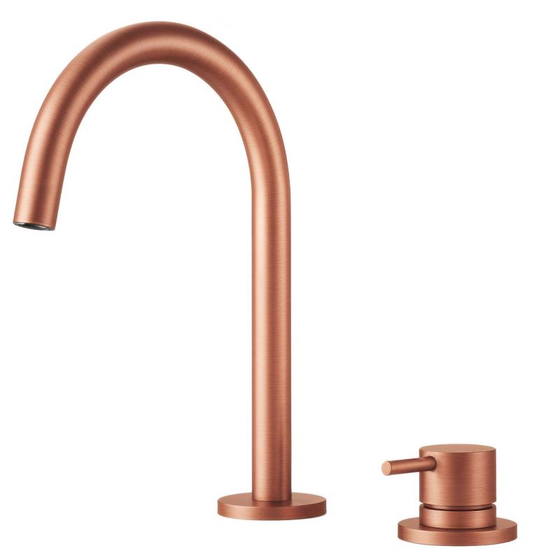 Pure.Sink Luxion 2-huls kobber køkkenarmatur med rund udløb PLX2HR-62
