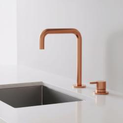 Pure.Sink Luxion 2-huls kobber køkkenarmatur med U-udløb PLX2HU-62