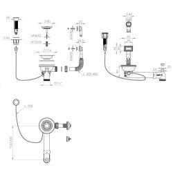 Granitemy Kobber Afløbssæt inklusiv trykknap-affald med propp, plus rektangulær og rund overløb 1208971744