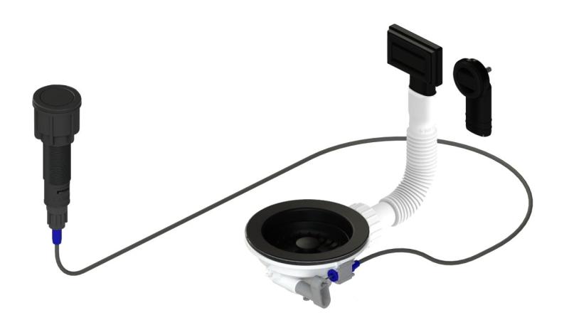 Granitemy Sort Afløbssæt inklusiv trykknap-affald med prop, plus rektangulær og rund overløb 1208971746