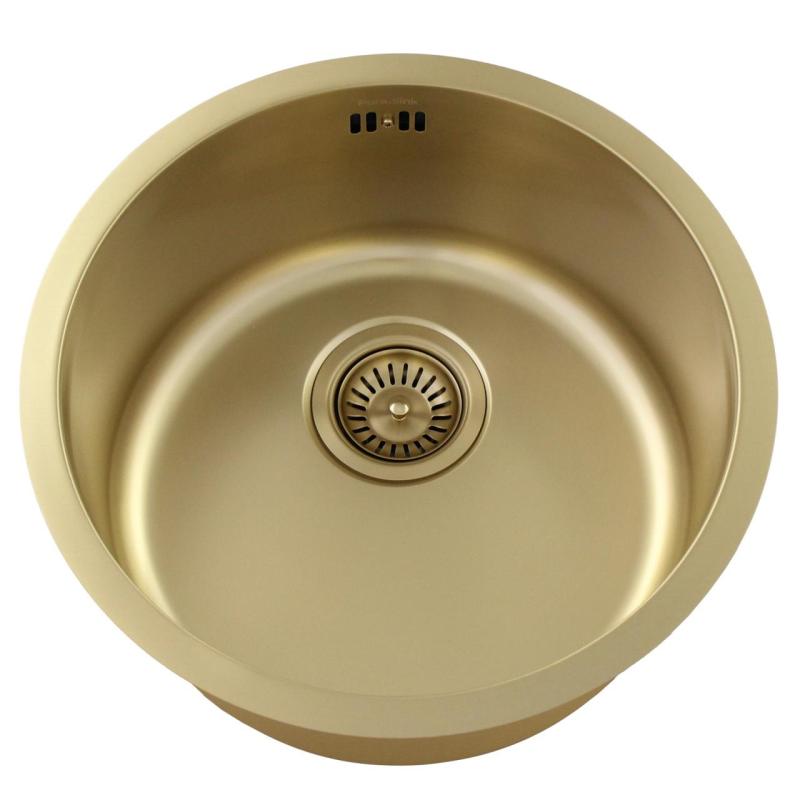 Pure.Sink Rondo Gylden Rund Vask flad indbygning, undermontering og overbygning 38 cm PRN38-60