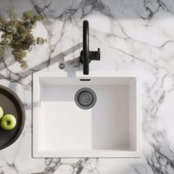 Ausmann Fibre hvid vask 50x40cm til undermontering, overmontering og planmontering med automatisk gun metal prop 1208971902