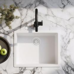 Ausmann Fiber hvid vask 50x40cm undermontering, overmontering og planmontering med automatisk hvid prop 1208971903