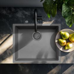 Ausmann Fiberbeton grå vask 50x40cm undermontering, overmontering og planmontering med automatisk gun metal prop 1208971919