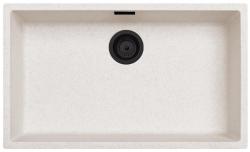 Ausmann Fibre sand hvid stor vask 70x40cm underbygning, overbygning og flad indbygning med automatisk sort prop 1208971936
