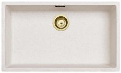 Ausmann Fiber sand hvid stor vask 70x40cm undermontering, overbygning og flad indbygning med automatisk gylden propp 1208971938