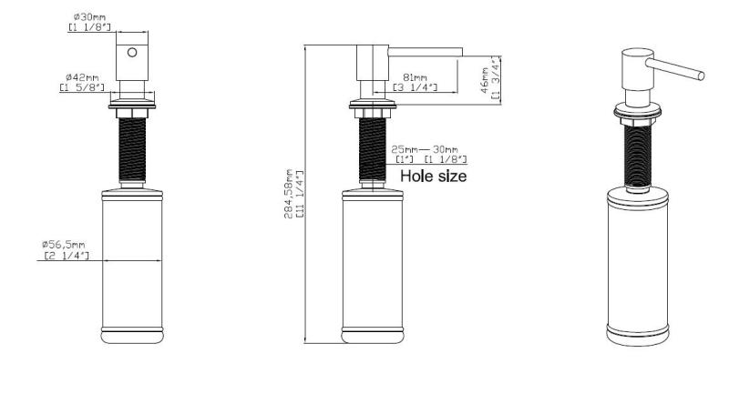 Pure.Sink Elite Steel Shine indbygget sæbedispenser PVD kobber fra oven genopfyldelig PS9010-62