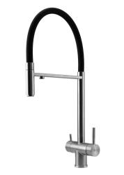 Pure.Sink Elite Steel Flex 3-vejs rustfrit stål køkkenhane med fleksibel udløb og filtreret vand PS8110-02
