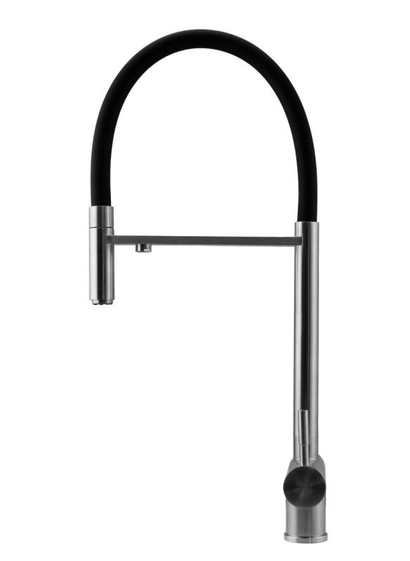 Pure.Sink Elite Steel Flex 3-vejs rustfrit stål køkkenhane med fleksibel udløb og filtreret vand PS8110-02