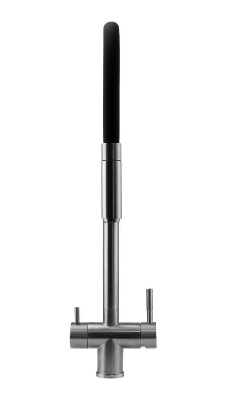 Pure.Sink Elite Steel Flex 3-vejs rustfrit stål køkkenhane med fleksibel udløb og filtreret vand PS8110-02