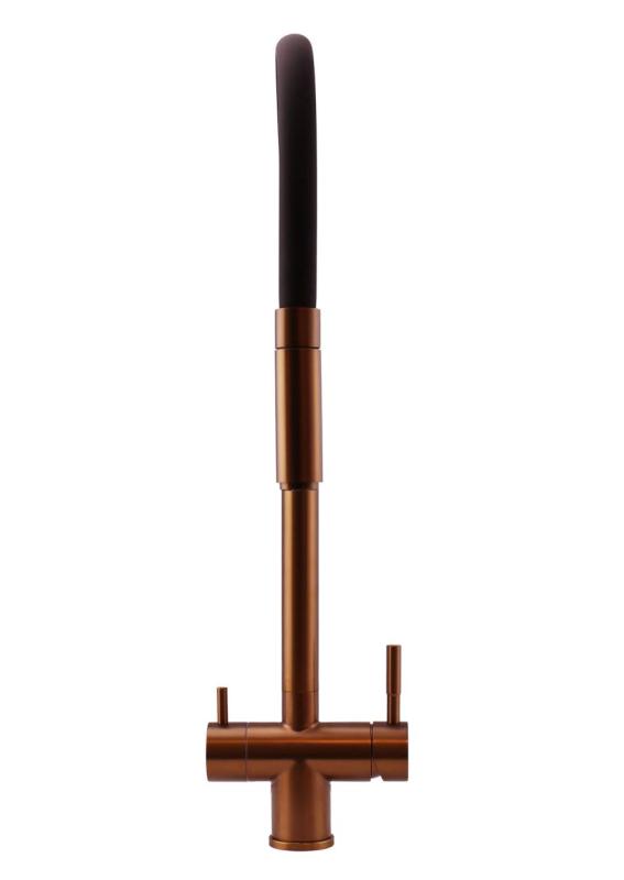 Pure.Sink Elite Steel Flex 3-vejs PVD kobber køkkenhane med fleksibel udløb og filtreret vand PS8110-62