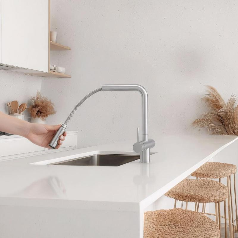 Pure.Sink Elite Steel Clear-S PVD børstet guld 3-vejs Køkkenhane med Udtrækkelig Tud og Filtreret Vand PS8120-60