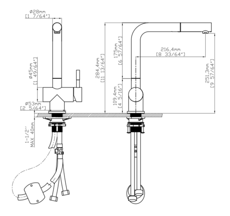 Pure.Sink Elite Steel Pulse-S køkkenarmatur PVD børstet guld med udtrækkelig tud og sprayfunktion PS8500-60