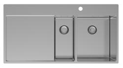 Pure.Sink Exclusivo Rustfrit stål 1,5  vask med afdrypningsplade 100x52 cm Tapwing højre PEX3418100RT-02