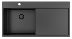 Pure.Sink Exclusivo Gun metal vask med afdrypningsplade 100x52 cm Tapwing venstre PEX47100LT-61