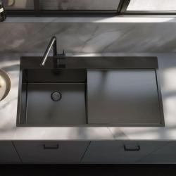 Pure.Sink Exclusivo Gun metal vask med afdrypningsplade 100x52 cm Tapwing venstre PEX47100LT-61