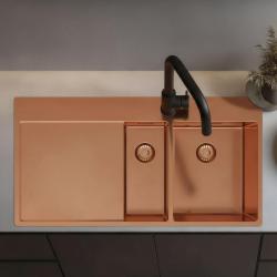 Pure.Sink Exclusivo Kobber 1,5  vask med afdrypningsområde 100x52 cm Tapwing højre PEX3418100RT-62
