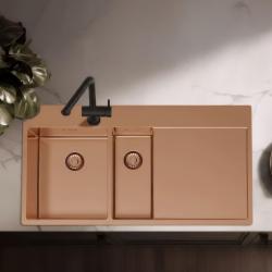 Pure.Sink Exclusivo Kobber 1,5  vask med afdrypningsplade 100x52 cm Tapwing venstre PEX3418100LT-62