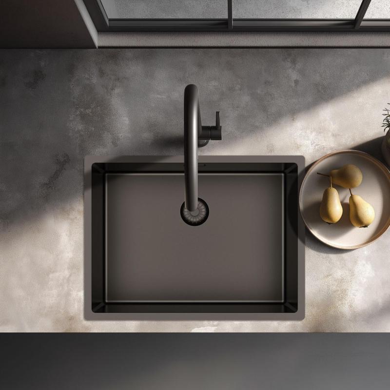Pure.Sink Exclusivo Gun metal vask 55x40 cm 10 mm radius undermontering, fladmontering og påmontering PEX5540-61