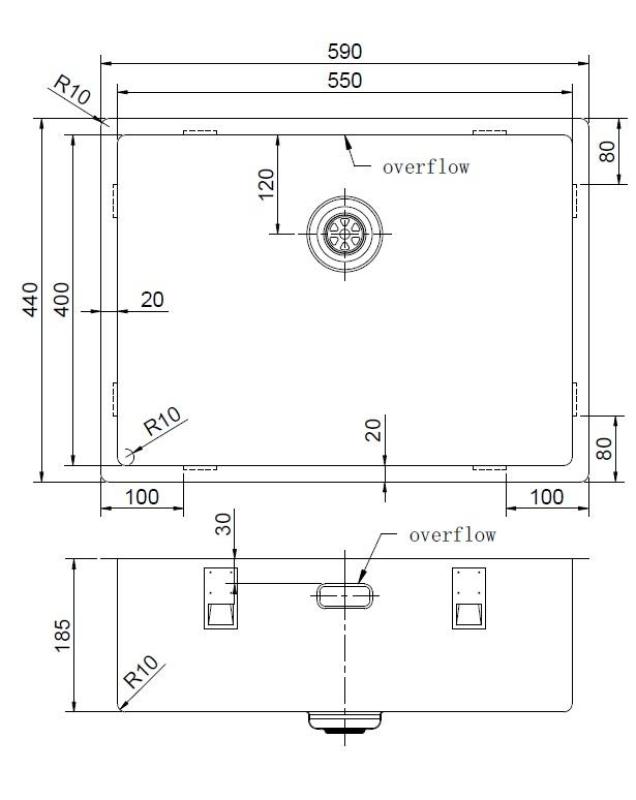 Pure.Sink Exclusivo Kobbervask 55x40 cm 10 mm radius undermontering, fladmontering og overflademontering PEX5540-62