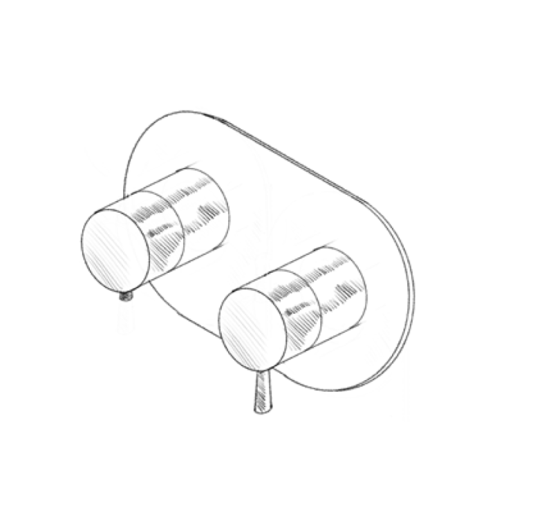 MURO TUA Indbygget brusetermostatarmatur med 2 udgange, krom M1.B32T.S.CR