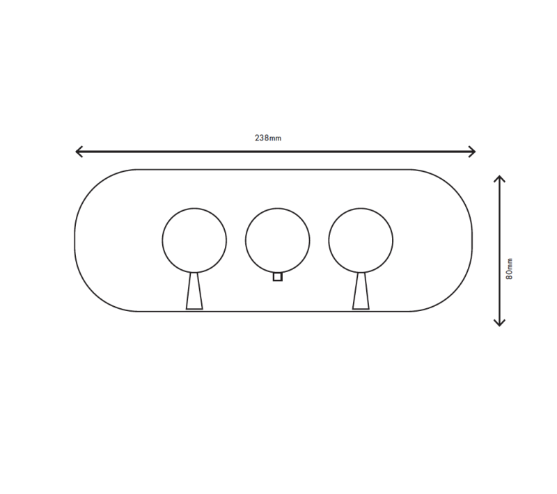 MURO TUA Indbygget brusetermostatarmatur med 2 stophaner, krom M1.B34T.S.CR