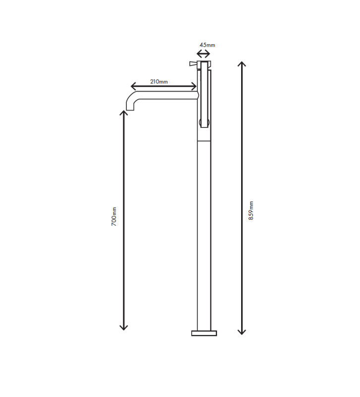 MURO TUA fritstående badekararmatur med håndbruser krom M1.CA1.CR