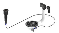 Pure.Sink Universal Gun metal Afløbsæt inklusive trykknap-vask med prop, plus rektangulær og rund overløb WSTAUT-61