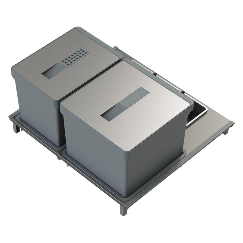 Indux Sort Affaldssystem 2-delt Håndbetjening til udtræksskuffer 1208972319