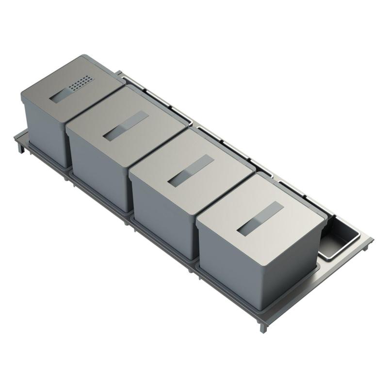 Indux Sort Affaldssystem 4-delt Håndbetjening til udtræksskuffer 1208972321